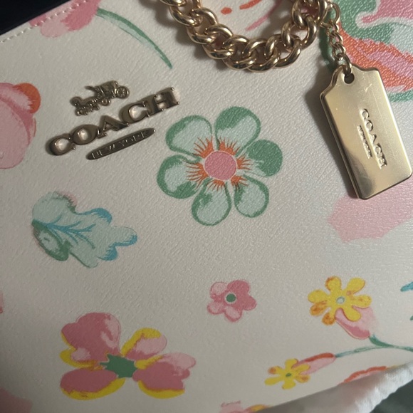 Coach White Tote with Pastel Floral Design - Picture 2 of 7